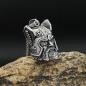 Preview: Vintage Edelstahl-Anhänger mit einäugigem Wikinger-Krieger, Glocke, Punk-Halskette mit antikem Kriegerhelm, Amulett